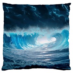 Thunderstorm Storm Tsunami Waves Ocean Sea Large Cushion Case (one Side)