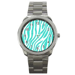 Blue Zebra Vibes Animal Print   Sport Metal Watch by ConteMonfrey