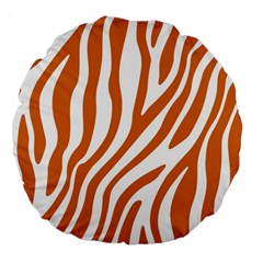 Orange Zebra Vibes Animal Print   Large 18  Premium Flano Round Cushions by ConteMonfrey