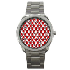 Red And White Cat Paws Sport Metal Watch by ConteMonfrey