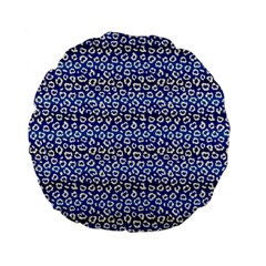 Animal Print - Blue - Leopard Jaguar Dots Small  Standard 15  Premium Flano Round Cushions by ConteMonfrey