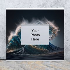 Tsunami Waves Ocean Sea Water Rough Seas Nature White Wall Photo Frame 5  X 7  by Wegoenart