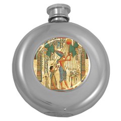 Egyptian Man Sun God Ra Amun Round Hip Flask (5 Oz) by Celenk