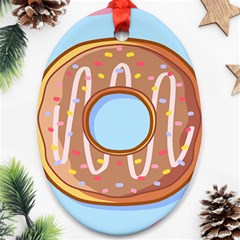 Dessert Food Donut Sweet Decor Chocolate Bread Oval Ornament (two Sides) by Uceng