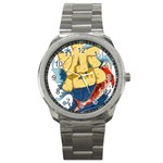 Wave Fish Koi Splash Character Carp Sport Metal Watch Front