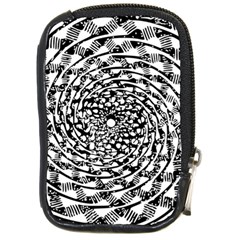 Illusions Abstract Black And White Patterns Swirls Compact Camera Leather Case by Wegoenart