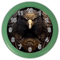 Eagle Ornate Pattern Feather Texture Color Wall Clock by Ravend