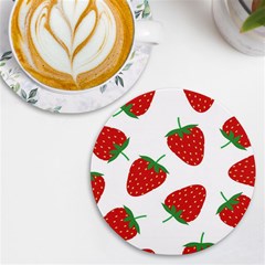 Seamless Pattern Fresh Strawberry Uv Print Round Tile Coaster by Salman4z