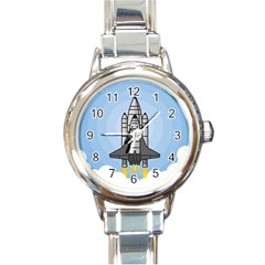 Rocket Shuttle Spaceship Science Round Italian Charm Watch by Salman4z