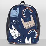 Colorful Cute Cat Seamless Pattern School Bag (XL) Front