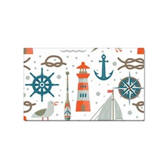 Nautical Elements Pattern Background Sticker (rectangular) by Salman4z