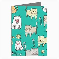 Seamless-pattern-cute-cat-cartoon-with-hand-drawn-style Greeting Cards (pkg Of 8) by Salman4z