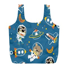 Seamless-pattern-funny-astronaut-outer-space-transportation Full Print Recycle Bag (l) by Salman4z