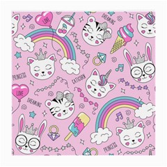 Beautiful-cute-animals-pattern-pink Medium Glasses Cloth (2 Sides) by Salman4z