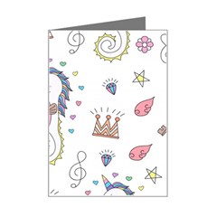 Seamless-pattern-cute-unicorn-cartoon-hand-drawn Mini Greeting Card by Salman4z