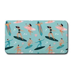 Beach-surfing-surfers-with-surfboards-surfer-rides-wave-summer-outdoors-surfboards-seamless-pattern- Medium Bar Mat by Salman4z