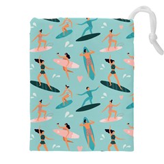 Beach-surfing-surfers-with-surfboards-surfer-rides-wave-summer-outdoors-surfboards-seamless-pattern- Drawstring Pouch (4xl) by Salman4z