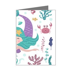 Set-cute-mermaid-seaweeds-marine-inhabitants Mini Greeting Card by Salman4z