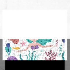 Set-cute-mermaid-seaweeds-marine-inhabitants Rectangular Jigsaw Puzzl by Salman4z