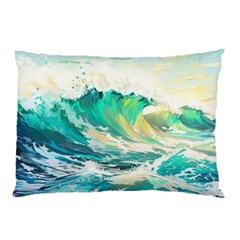 Waves Ocean Sea Tsunami Nautical Painting Pillow Case (two Sides) by Ravend