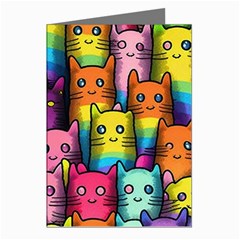 Cats Rainbow Pattern Colorful Feline Pets Greeting Cards (pkg Of 8) by Ravend