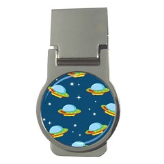 Seamless-pattern-ufo-with-star-space-galaxy-background Money Clips (round)  by Salman4z