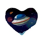 Ufo-alien-spaceship-galaxy Standard 16  Premium Flano Heart Shape Cushions Front