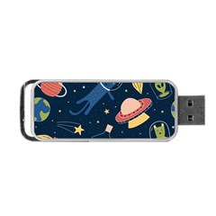 Seamless-pattern-with-funny-aliens-cat-galaxy Portable Usb Flash (one Side) by Salman4z