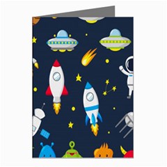 Big-set-cute-astronauts-space-planets-stars-aliens-rockets-ufo-constellations-satellite-moon-rover-v Greeting Cards (pkg Of 8) by Salman4z