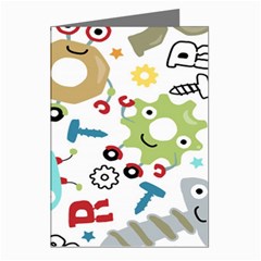 Seamless-pattern-vector-with-funny-robots-cartoon Greeting Cards (pkg Of 8) by Salman4z