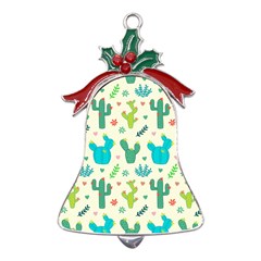 Cactus-succulents-floral-seamless-pattern Metal Holly Leaf Bell Ornament