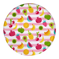 Tropical-fruits-berries-seamless-pattern Round Glass Fridge Magnet (4 Pack) by Salman4z