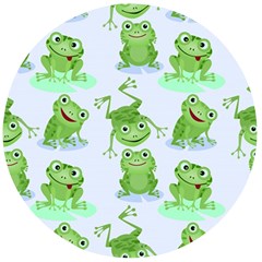 Cute-green-frogs-seamless-pattern Wooden Bottle Opener (round) by Salman4z