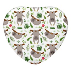 Seamless-pattern-with-cute-sloths Heart Glass Fridge Magnet (4 Pack)