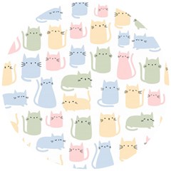 Cute-cat-colorful-cartoon-doodle-seamless-pattern Wooden Puzzle Round by Salman4z