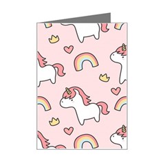 Cute-unicorn-rainbow-seamless-pattern-background Mini Greeting Card by Salman4z