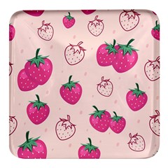 Seamless-strawberry-fruit-pattern-background Square Glass Fridge Magnet (4 Pack) by Salman4z