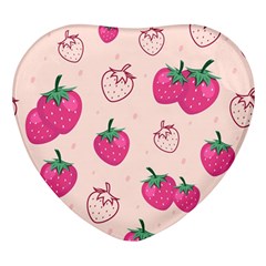 Seamless-strawberry-fruit-pattern-background Heart Glass Fridge Magnet (4 Pack) by Salman4z