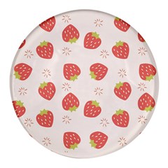 Strawberries-pattern-design Round Glass Fridge Magnet (4 Pack) by Salman4z