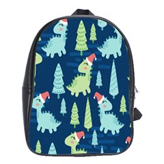 Cute Dinosaurs Animal Seamless Pattern Doodle Dino Winter Theme School Bag (xl) by pakminggu