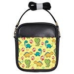 Seamless Pattern With Cute Dinosaurs Character Girls Sling Bag Front