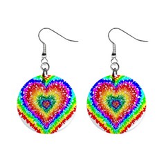 Tie Dye Heart Colorful Prismatic Mini Button Earrings by pakminggu