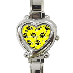 Cats Heads Pattern Design Heart Italian Charm Watch by pakminggu