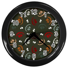 Art Halloween Pattern Creepy Design Digital Papers Wall Clock (black) by pakminggu