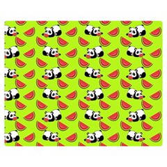 Watermelon Panda Background Wallpaper Two Sides Premium Plush Fleece Blanket (medium) by pakminggu