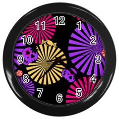 Seamless Halloween Day Of The Dead Wall Clock (black) by danenraven