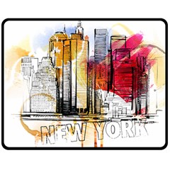 New York City Skyline Vector Illustration Fleece Blanket (medium) by Mog4mog4