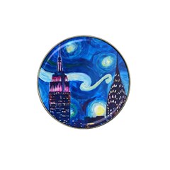 Starry Night In New York Van Gogh Manhattan Chrysler Building And Empire State Building Hat Clip Ball Marker by Mog4mog4