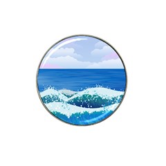 Illustration Landscape Sea Ocean Waves Beach Blue Hat Clip Ball Marker (4 Pack) by Mog4mog4