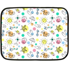 Summer Pattern Colorful Drawing Doodle Fleece Blanket (mini) by Bakwanart